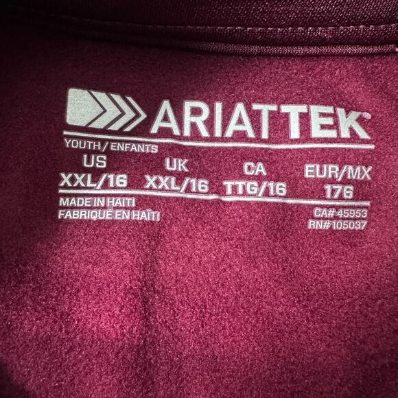Ariat Tek Team 1/2 Zip Sweatshirt Youth Unisex 2XL XXL Windsor Wine Pullover New - Picture 7 of 11